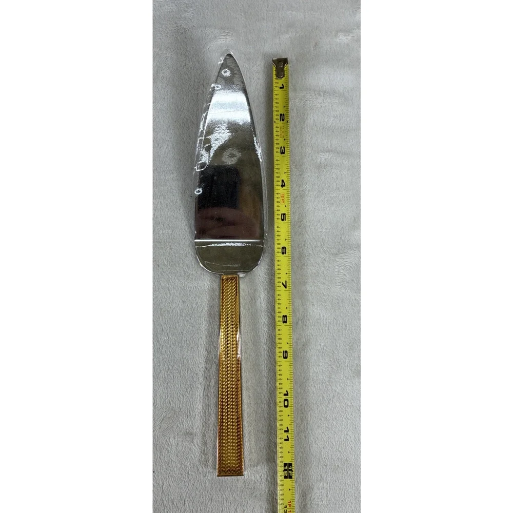 NIB Vera Wang With Love Cake Knife And Server Stainless Gold Silver #40019718